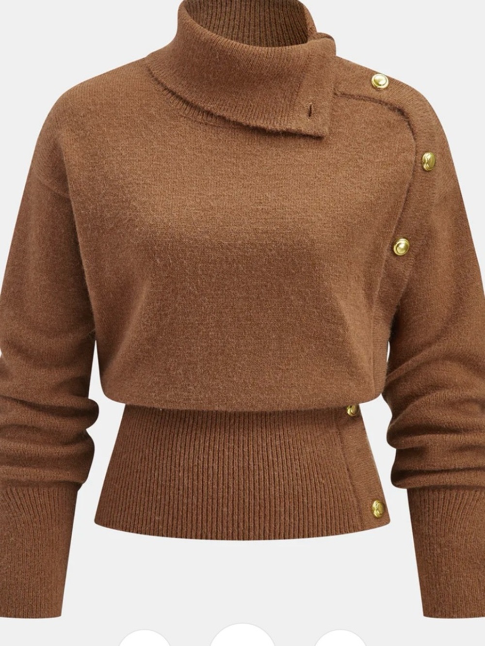Commense Cinched Waist Asymmetrical Turtleneck Sweater